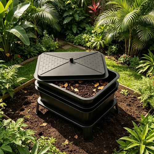 Layer compost bin outdoor - 3-layer, bin,